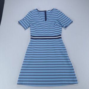Draper James Ponte Stripe A-line Dress in Blue Stripes Xtra Small‎ Zip Back